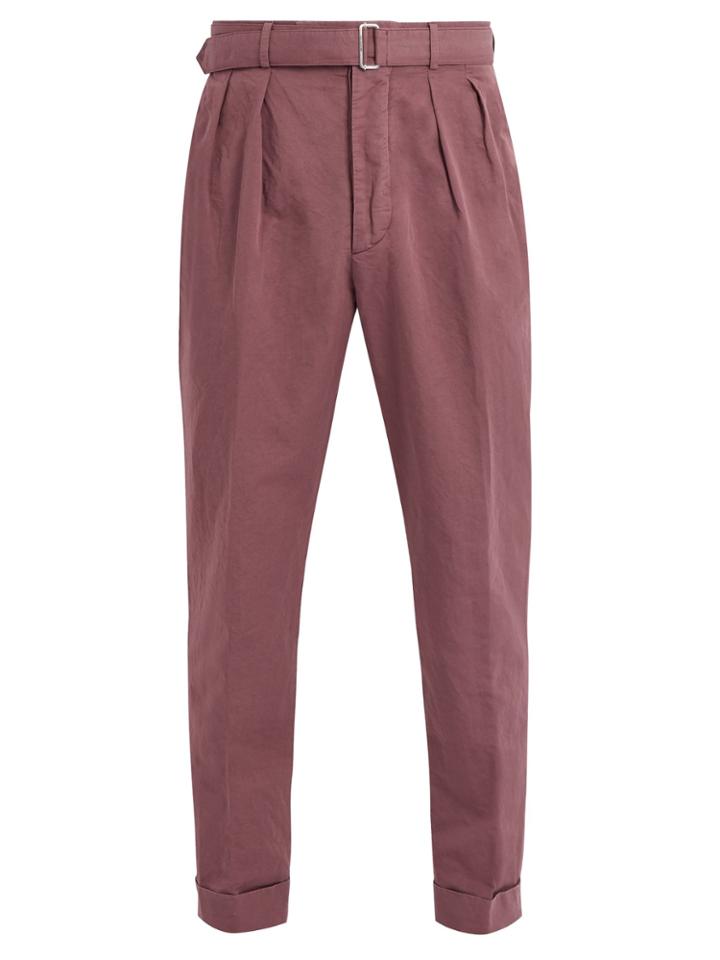 Officine Générale Pierre Pleated Cotton And Linen-blend Trousers