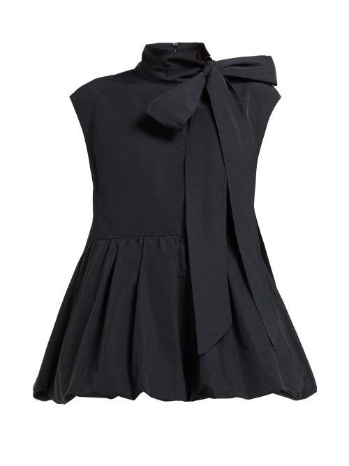 Matchesfashion.com Valentino - Tie Neck Faille Top - Womens - Black