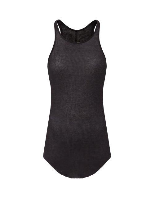 Matchesfashion.com Rick Owens - Curved-hem Ribbed-jersey Tank Top - Womens - Black