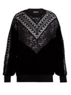 Matchesfashion.com Stella Mccartney - Velvet And Lace Sweatshirt - Womens - Black
