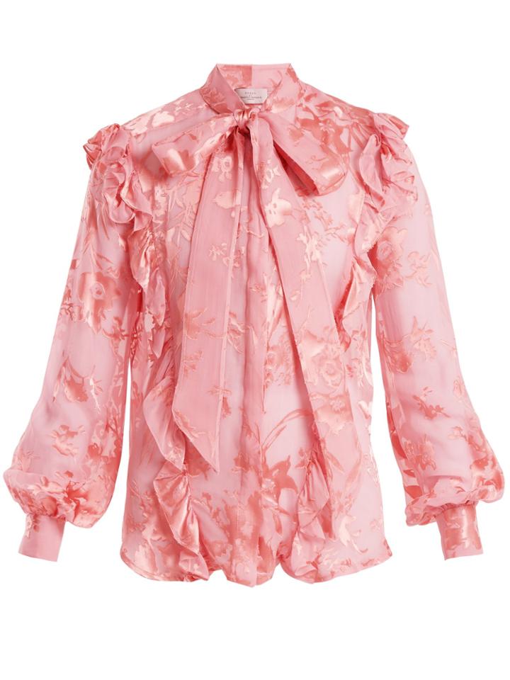 Preen By Thornton Bregazzi Ruffle-trim Floral-devor Blouse