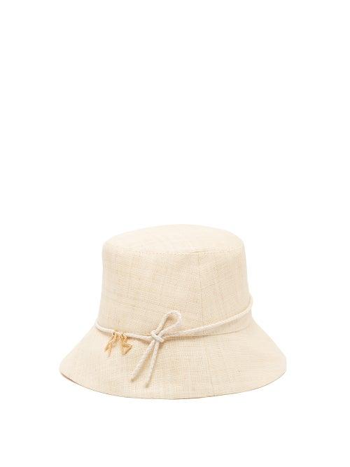 Matchesfashion.com Ruslan Baginskiy - Logo-plaque Straw Bucket Hat - Womens - Beige