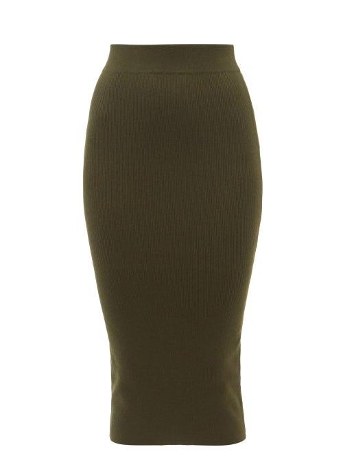 Tom Ford - Ribbed-knit Cashmere-blend Pencil Skirt - Womens - Khaki