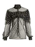 Matchesfashion.com Rodarte - Ruffled Bow Appliqu Tulle Blouse - Womens - Black White