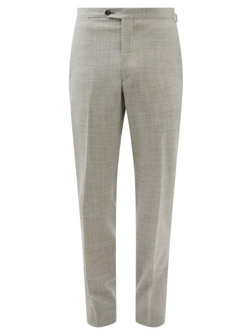 Thom Sweeney - Pleated Wool Slim-leg Trousers - Mens - Grey