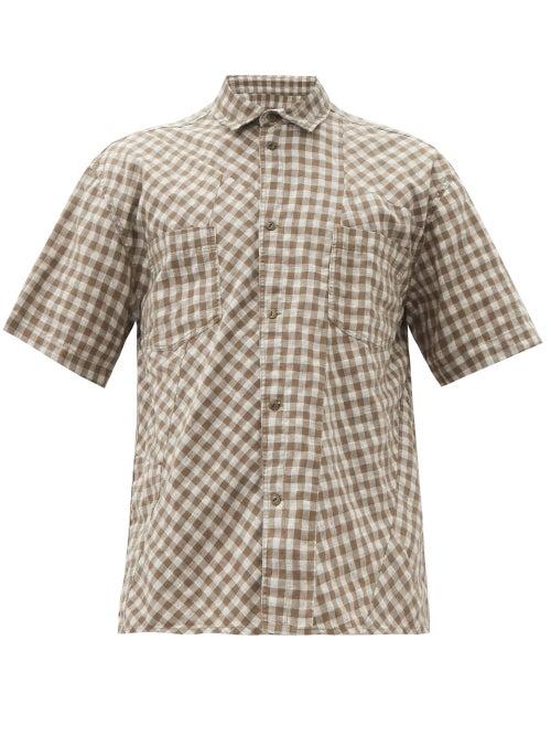 Matchesfashion.com Ymc - Mitchum Patchwork Gingham Poplin Shirt - Mens - Khaki Multi