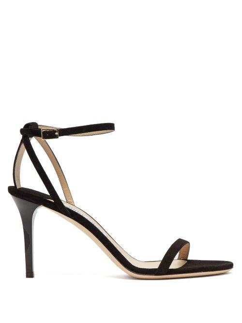 Matchesfashion.com Jimmy Choo - Minny 85 Suede Sandals - Womens - Black