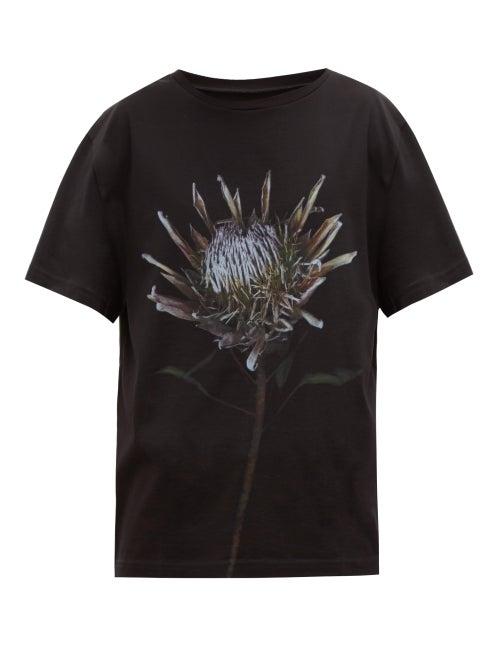Matchesfashion.com Maison Margiela - Thistle Print Cotton T Shirt - Mens - Black
