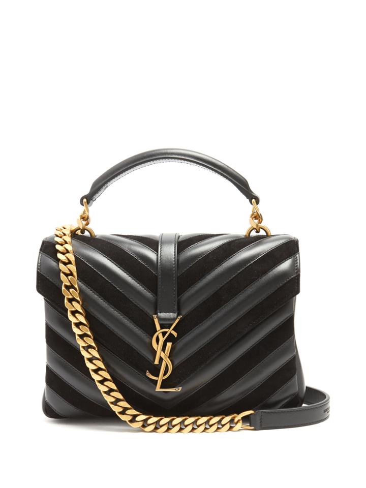 Saint Laurent Collge Medium Leather And Suede Shoulder Bag