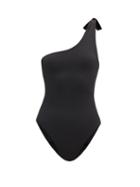 Matchesfashion.com Sara Cristina - Nerea Knotted One-shoulder Swimsuit - Womens - Black