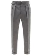 Mens Rtw Officine Gnrale - Pierre Belted Pinstriped Wool-fresco Suit Trousers - Mens - Grey