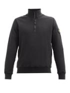 Stone Island - Logo-patch Zipped Cotton-jersey Sweatshirt - Mens - Black