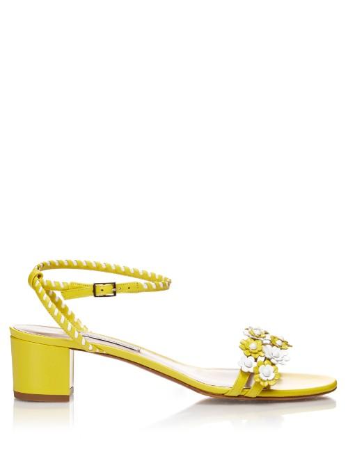 Tabitha Simmons Folie Daisy-embellished Leather Sandals