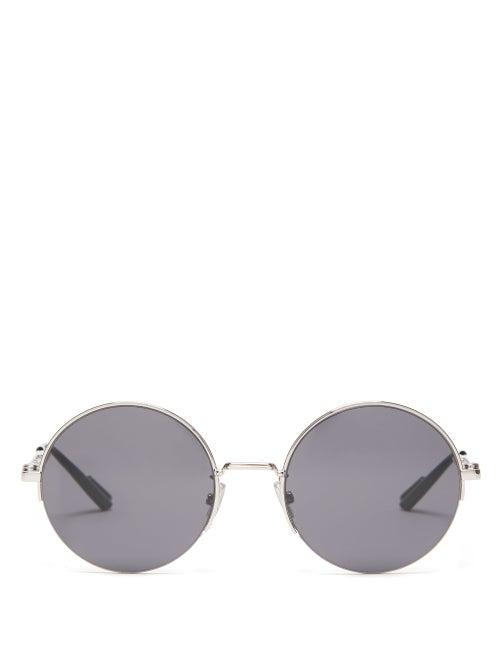 Matchesfashion.com Dior Homme Sunglasses - Dior 1802f Half Rim Round Metal Sunglasses - Mens - Silver