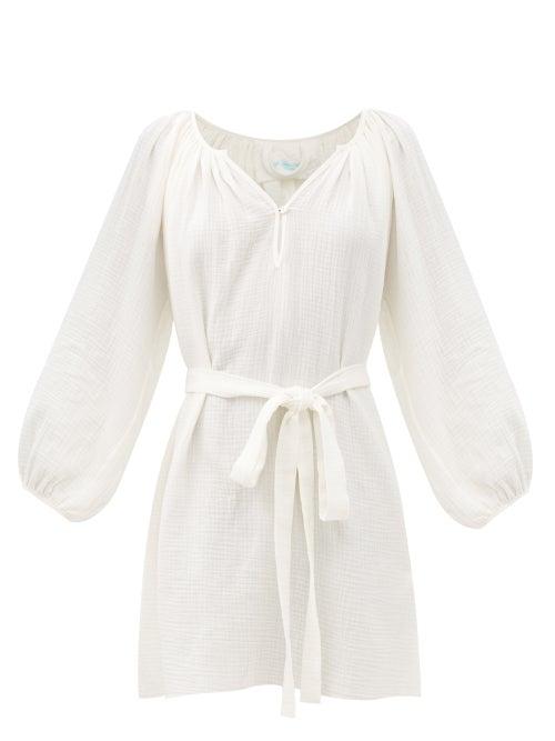 Matchesfashion.com Loup Charmant - Raw-hem Belted Organic-cotton Dress - Womens - White