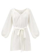 Matchesfashion.com Loup Charmant - Raw-hem Belted Organic-cotton Dress - Womens - White