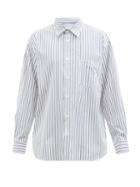 Comme Des Garons Shirt - Forever Striped Cotton Poplin Shirt - Mens - Blue White