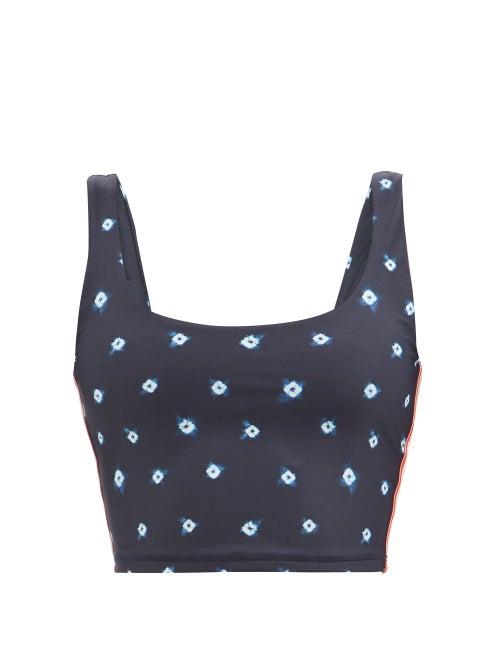 The Upside - Lana Shibori-print Jersey Crop Top - Womens - Navy White