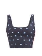 The Upside - Lana Shibori-print Jersey Crop Top - Womens - Navy White