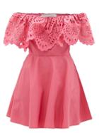 Ladies Rtw Valentino - Sangallo-embroidered Cotton-blend Mini Dress - Womens - Pink
