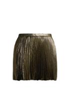 Matchesfashion.com Saint Laurent - Damier Pleated Silk Blend Mini Skirt - Womens - Black Gold