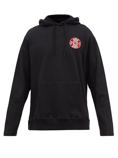 Nicholas Daley - Forgotten Fury-appliqu Cotton Hooded Sweatshirt - Mens - Black
