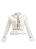 Matchesfashion.com Zimmermann - Honour Pintuck Broderie Anglaise Blouse - Womens - White