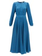 Saloni - Sandra Diamond Silk-jacquard Maxi Dress - Womens - Blue