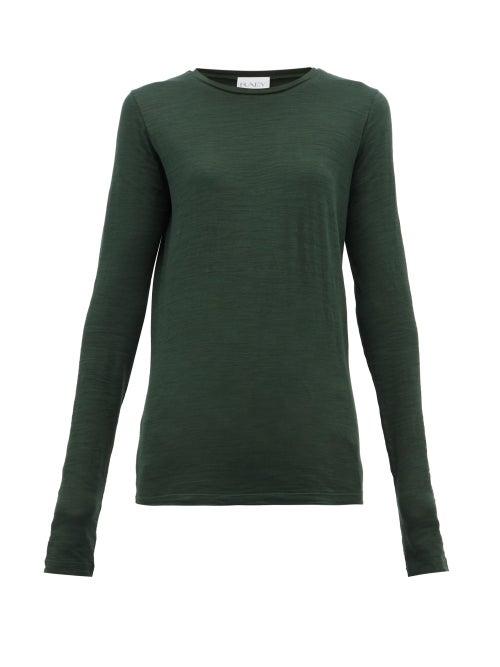 Matchesfashion.com Raey - Long Sleeved Slubby Cotton Jersey T Shirt - Womens - Dark Green
