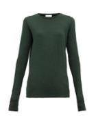 Matchesfashion.com Raey - Long Sleeved Slubby Cotton Jersey T Shirt - Womens - Dark Green