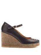 A.p.c. Cut-out Leather And Suede Wedge Pumps