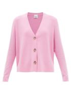 Allude - V-neck Cotton-blend Cardigan - Womens - Pink