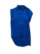 Matchesfashion.com Balenciaga - Asymmetric Floral Jacquard Top - Womens - Blue