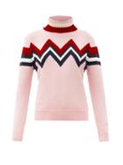 Matchesfashion.com Perfect Moment - Chevron-jacquard Wool Roll-neck Sweater - Womens - Pink Multi