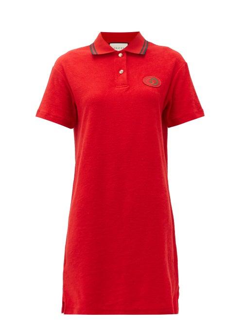 Matchesfashion.com Gucci - Cotton-chenille Polo Dress - Womens - Red