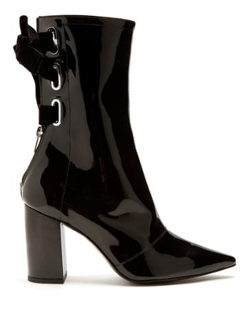Robert Clergerie X Self-portrait Kibbon Patent-leather Ankle Boots