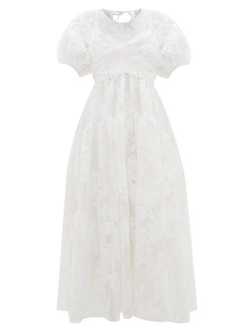 Matchesfashion.com Cecilie Bahnsen - Anna Tie-back Fil-coup Organza Gown - Womens - White