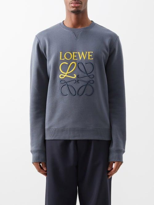 Loewe - Anagram-embroidered Cotton-jersey Sweatshirt - Mens - Dark Blue
