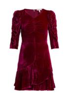 Matchesfashion.com Rebecca Taylor - Ruffled Velvet Mini Dress - Womens - Pink