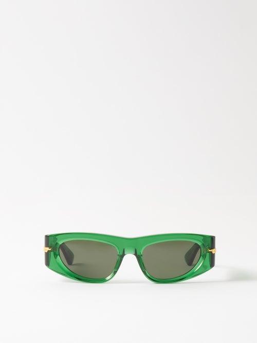 Bottega Veneta Eyewear - Cat-eye Acetate Sunglasses - Womens - Green