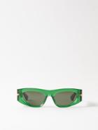 Bottega Veneta Eyewear - Cat-eye Acetate Sunglasses - Womens - Green