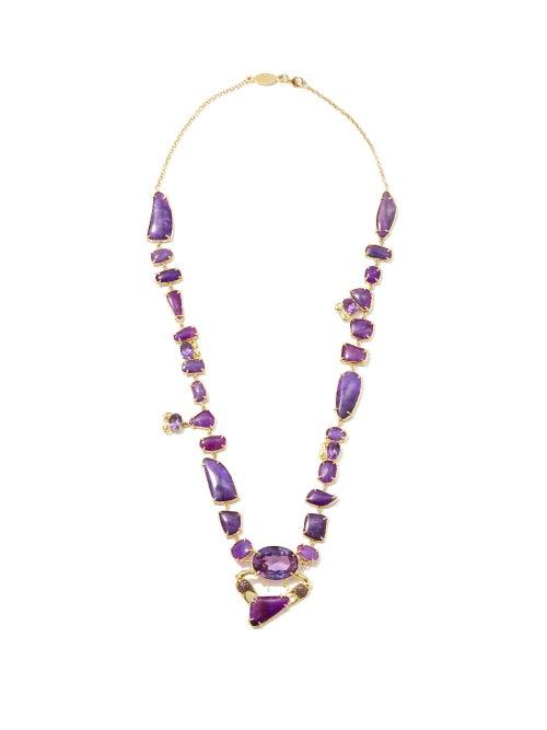 Matchesfashion.com Daniela Villegas - Saraka Amethyst, Sugulite & 18kt Gold Necklace - Womens - Purple