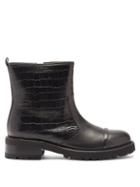 Matchesfashion.com Malone Souliers - Bibi Croc-effect Panelled Leather Ankle Boots - Womens - Black