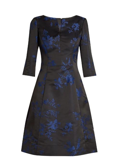 Oscar De La Renta Floral-embroidered Duchess-satin Dress