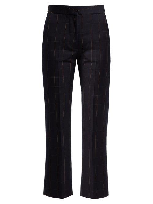 Matchesfashion.com Stella Mccartney - Tianna Checked Wool Trousers - Womens - Navy