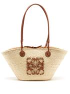 Matchesfashion.com Loewe Paula's Ibiza - Anagram Small Iraca Palm And Leather Basket Bag - Womens - Beige
