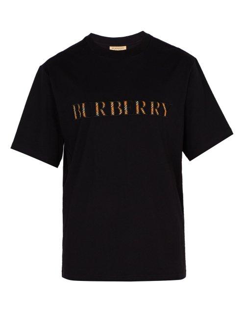 Matchesfashion.com Burberry - Logo Appliqu Cotton T Shirt - Mens - Black