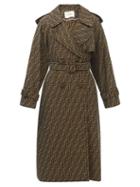 Fendi - Ff-logo Jacquard Gabardine Trench Coat - Womens - Brown