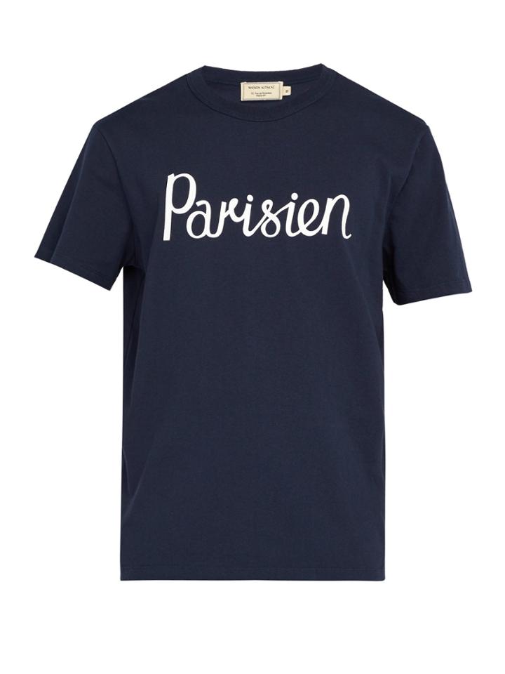 Maison Kitsuné Parisin-print Crew-neck Cotton T-shirt