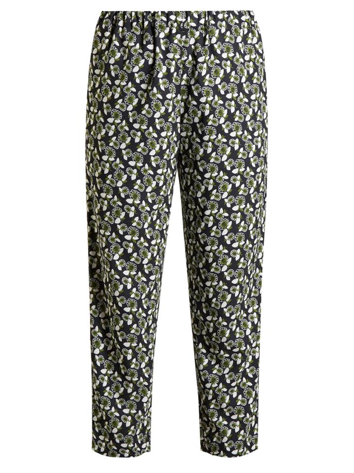Marni Floral-print Straight-leg Cropped Trousers
